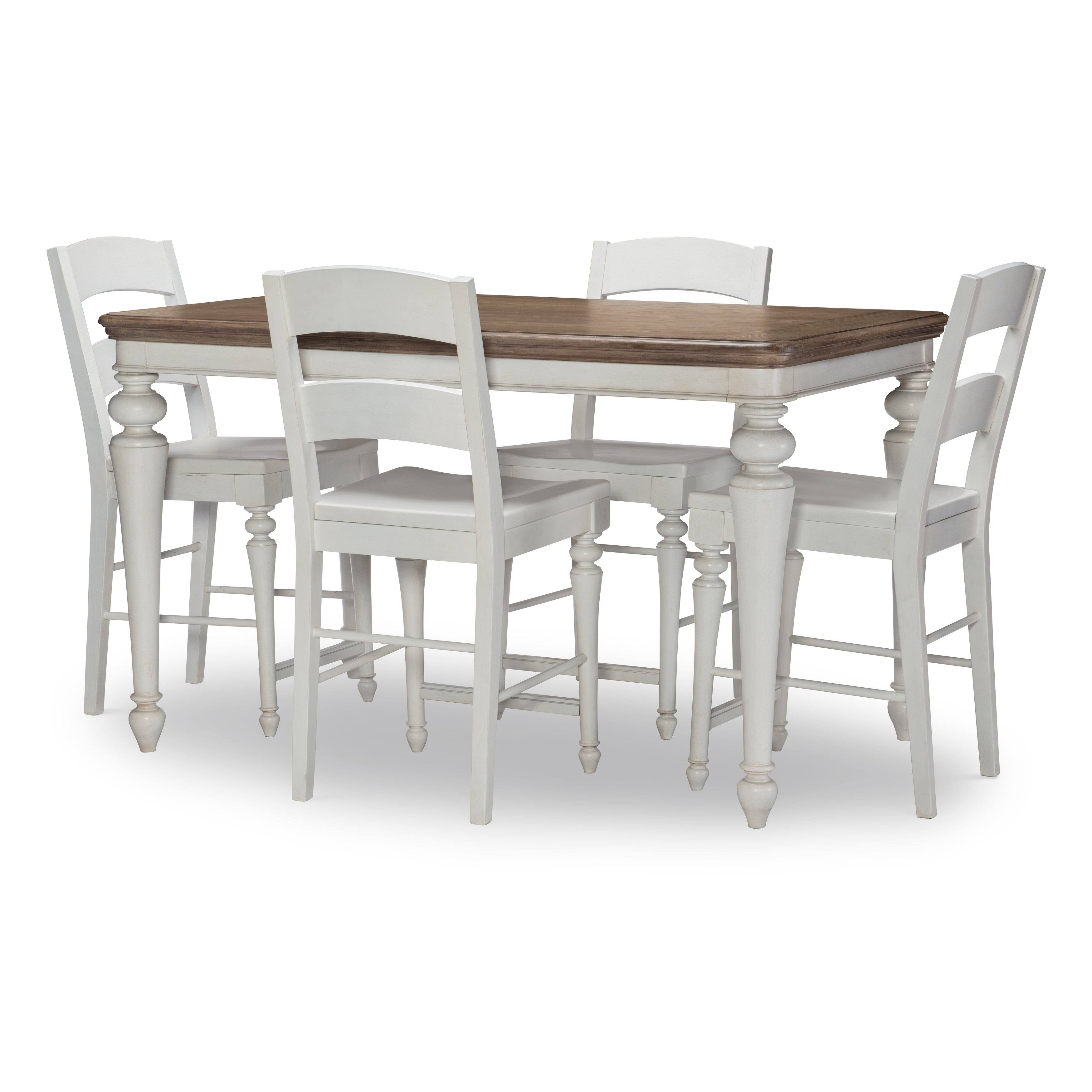Aged Taupe Rustic White Pub Table Y373904