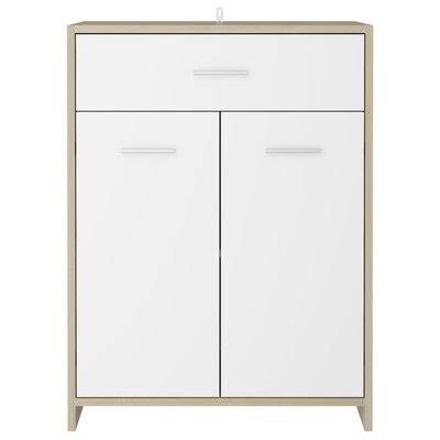 White Sonoma Oak Chipboard Bathroom Cabinet O2096