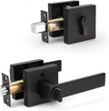 Matte Black Solid Steel Entry Door Handle Set with Deadbolt and Lever, Pack of 2 M6471