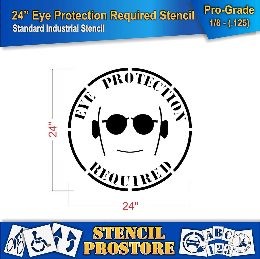Eye Protection Floor Marking Stencil 24 Inch X 24 Inch X 1/8 Inch B34830