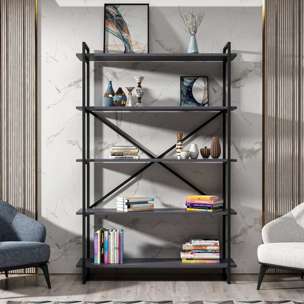 Modern Bookcase Anthracite Gold N9154