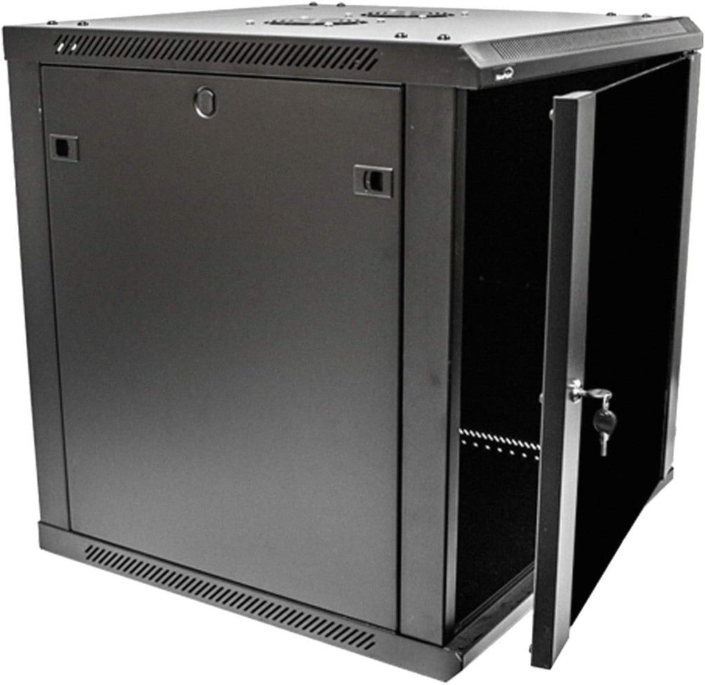 12U Wallmount Cabinet Enclosure 19-Inch Server Network Rack with Locking Glass Door Black G26215