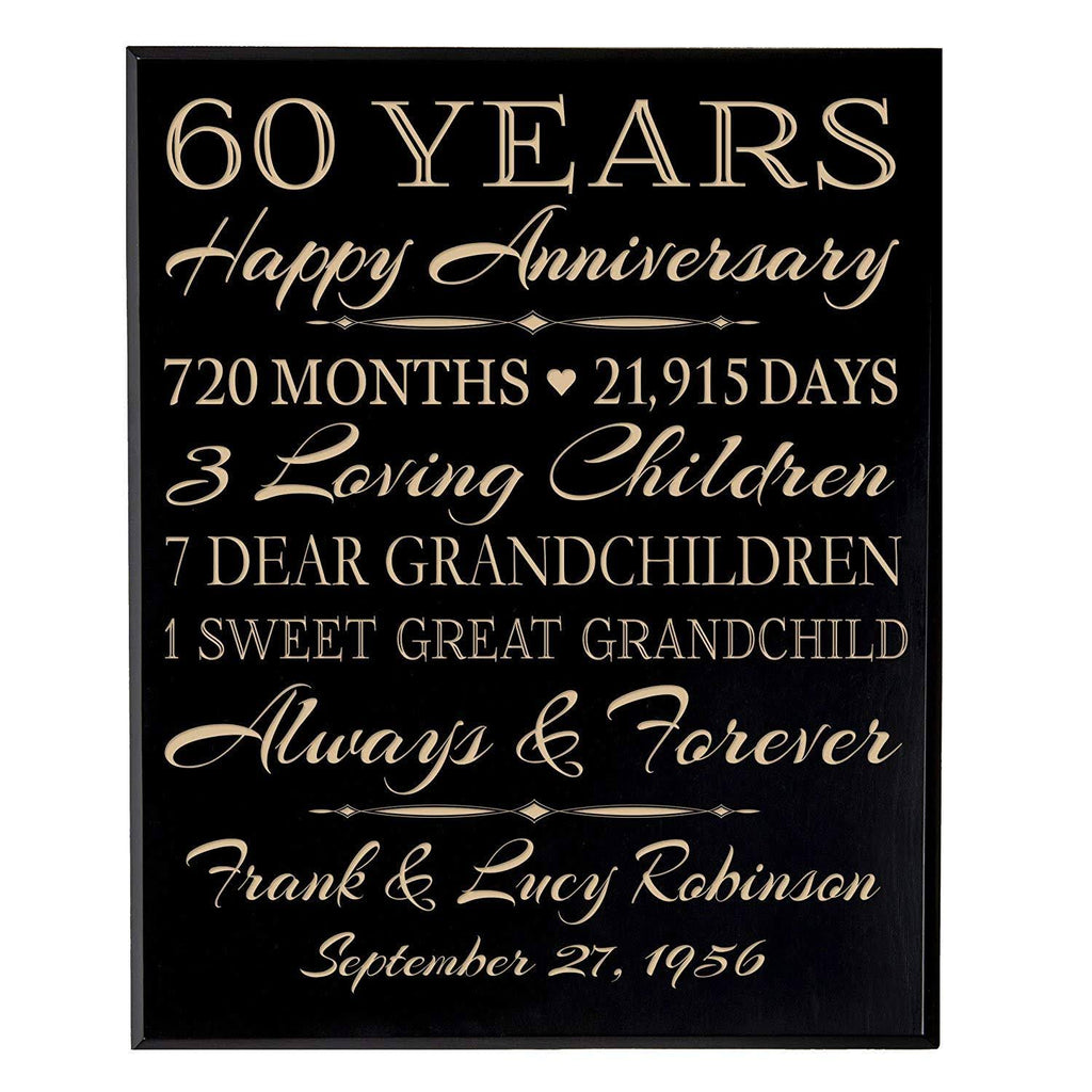 60th Anniversary Wall Plaque Black Veneer Wood Z195