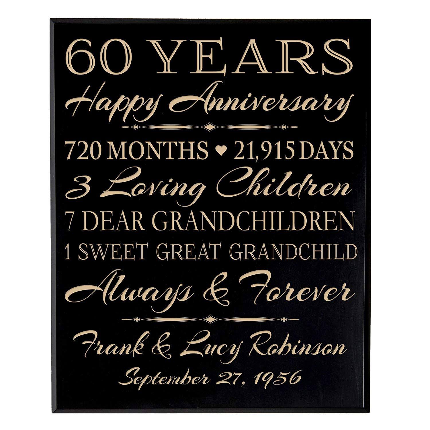 60th Anniversary Wall Plaque Black Veneer Wood Z195