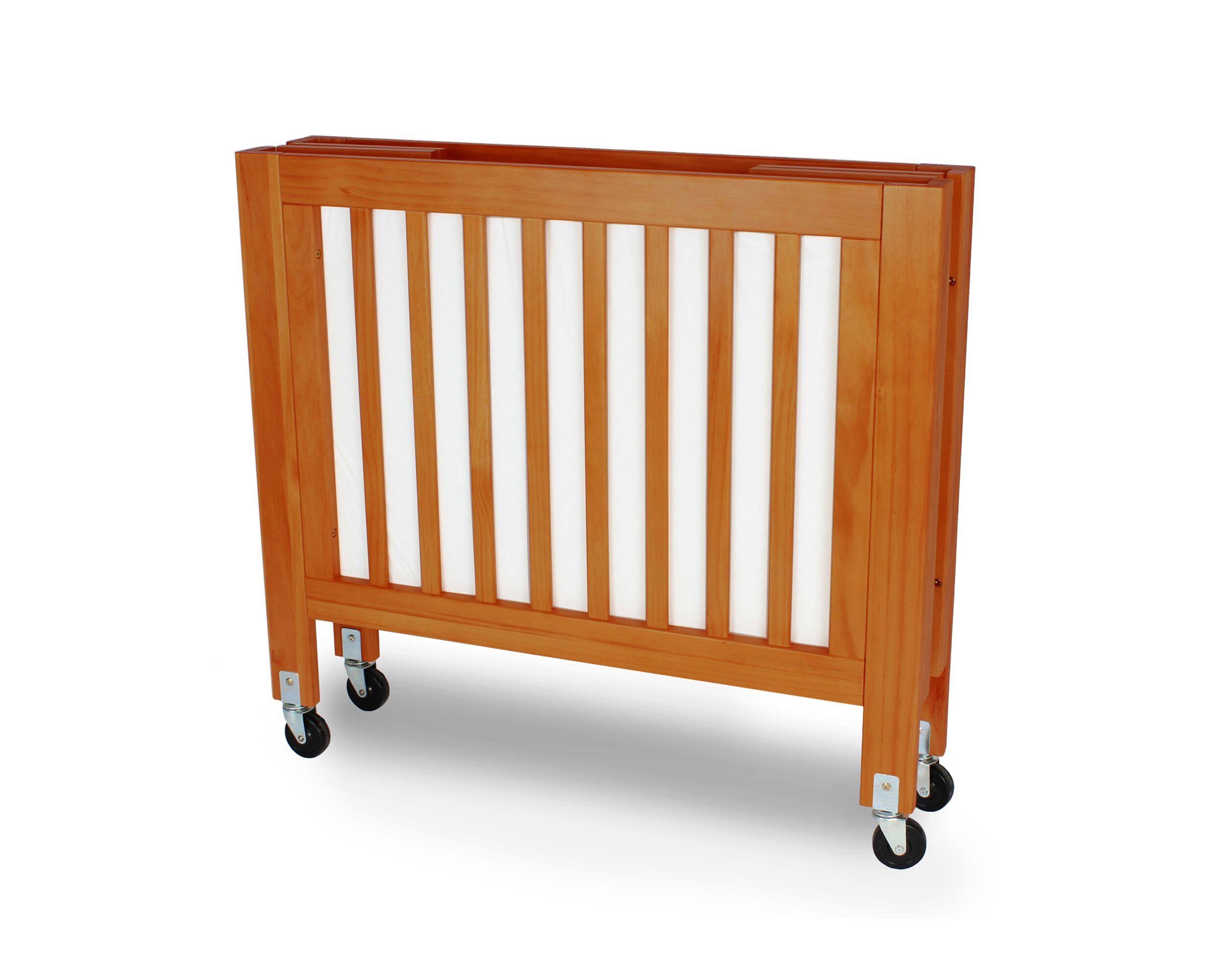 Brown Foldable Wood and Metal Crib with Casters W7302