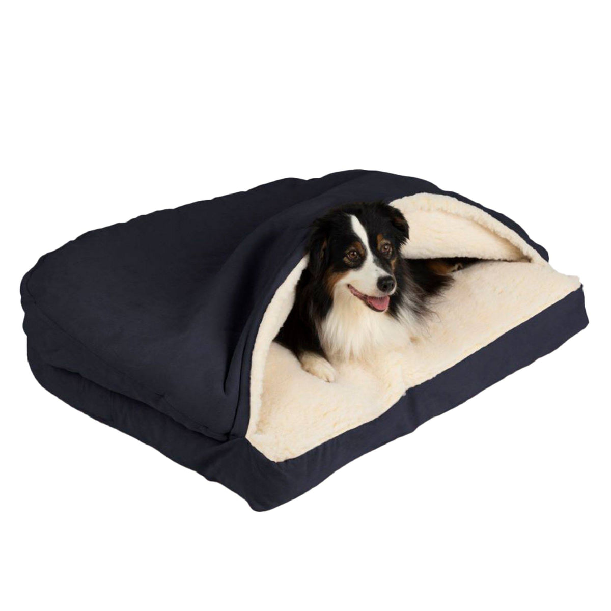 Navy Rectangle Cozy Cave Dog Bed F8378