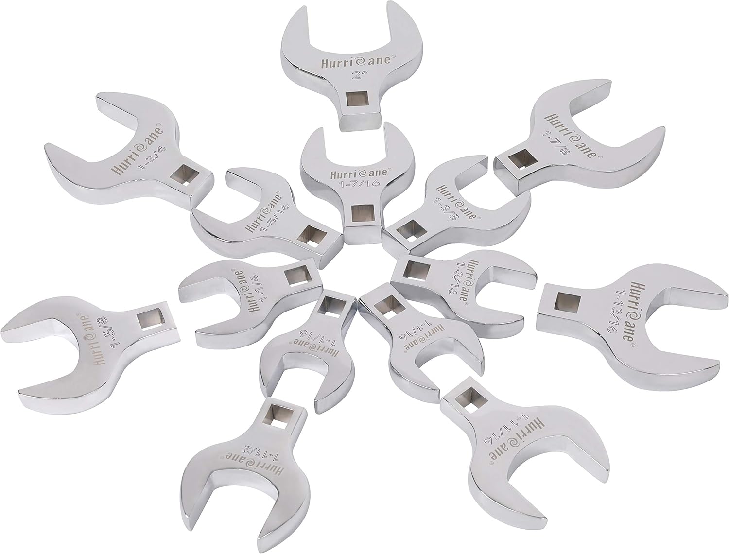 1/2" Drive Jumbo Crowfoot Wrench Set, SAE 1-1/16" to 2", 14 Piece L264776