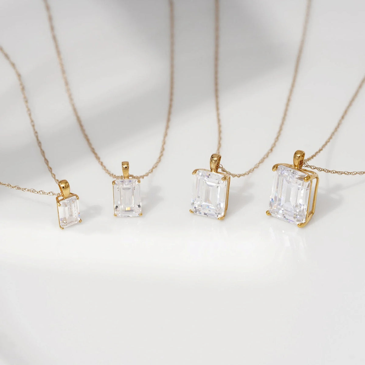 10K Yellow Gold Emerald Cut Solitaire Necklace T959601
