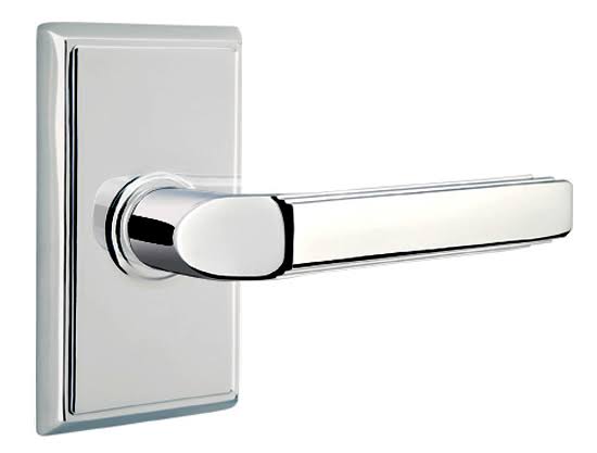 Flat Black Privacy Lever with Rectangular Rose J5640