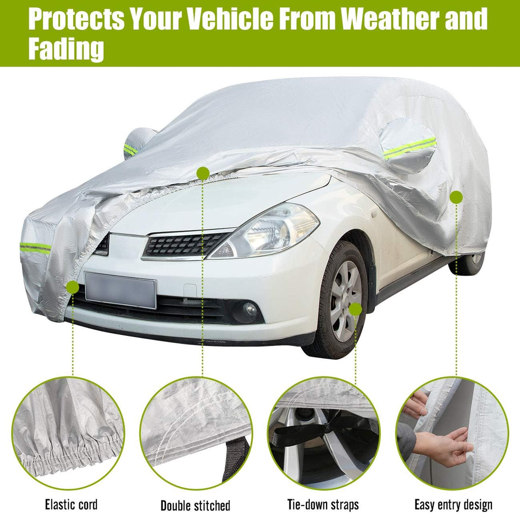 Hatchback Car Cover 5 Layers Universal Fit 146 to 157 inch Pack of 2 S4816