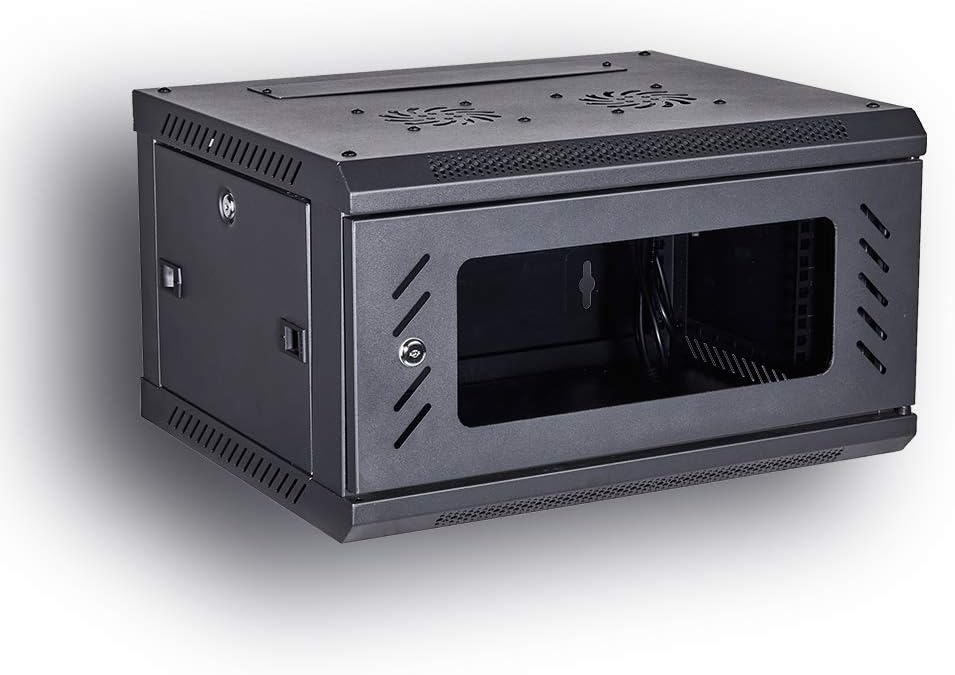 BLACK 06U 19-Inch Server Network Rack with Locking Glass Door H9427