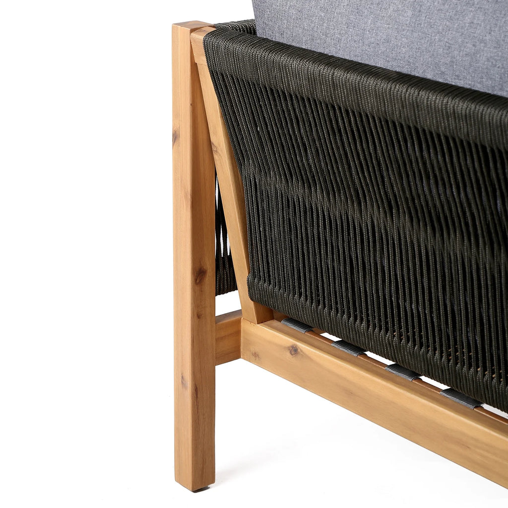 Natural Wood & Fabric Outdoor Patio Sofa A927