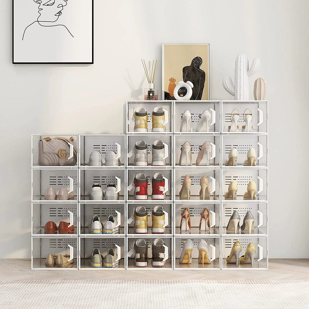 X-Large Shoe Storage Box 12 Pack Stackable Breathable N84384