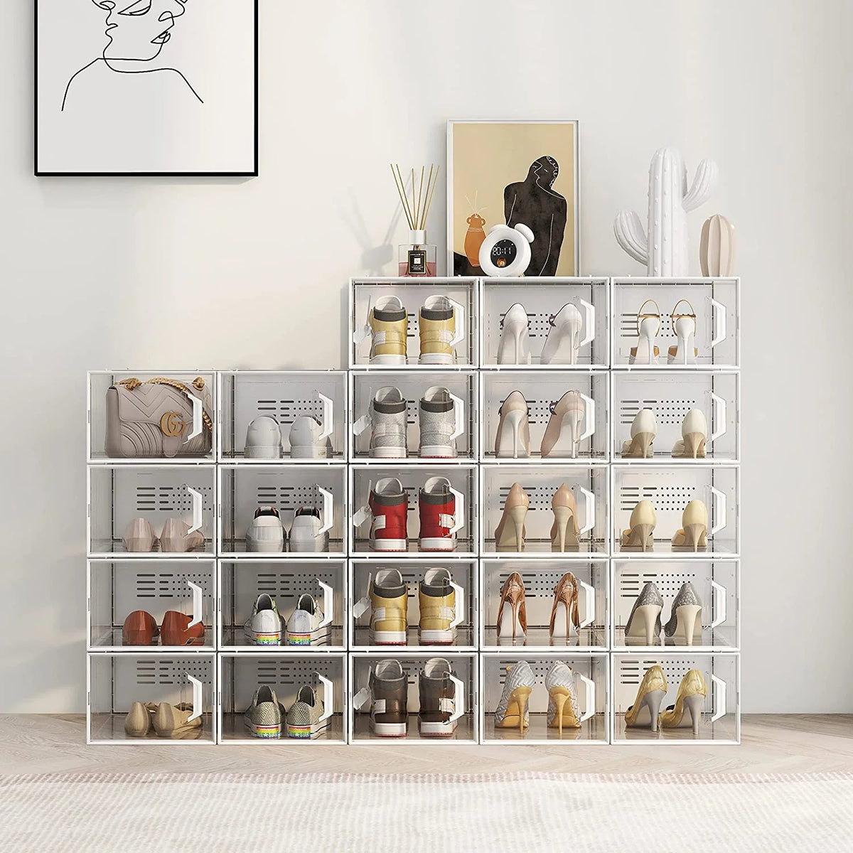 X-Large Shoe Storage Box 12 Pack Stackable Breathable N84384