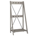 Grey Solid Wood Hall Tree with Shelf and 8 Hooks X55398