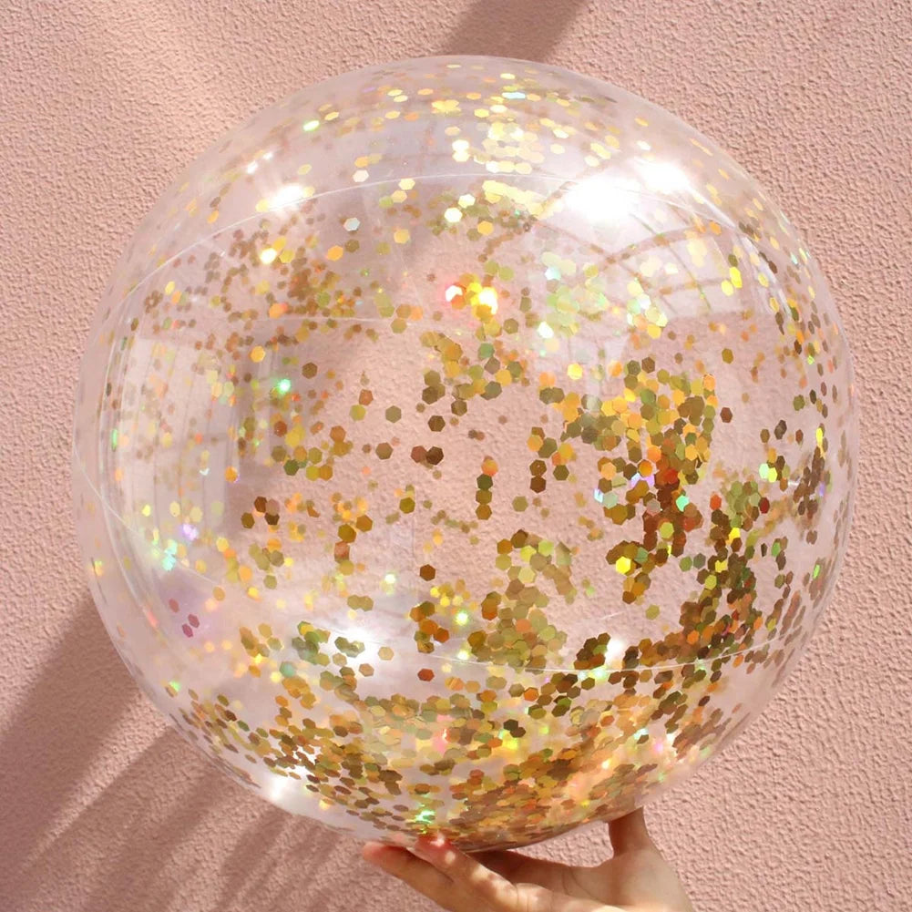 PVC Inflatable Glitter Confetti Feather Beach Ball Pool Toys Y184