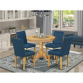 5 Piece Antique Round Table and 4 Parson Chair with Oak Leg and Pu Leather A357759