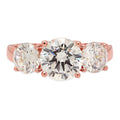 18K Rose Gold Three-Stone Diamond Engagement Ring D8544