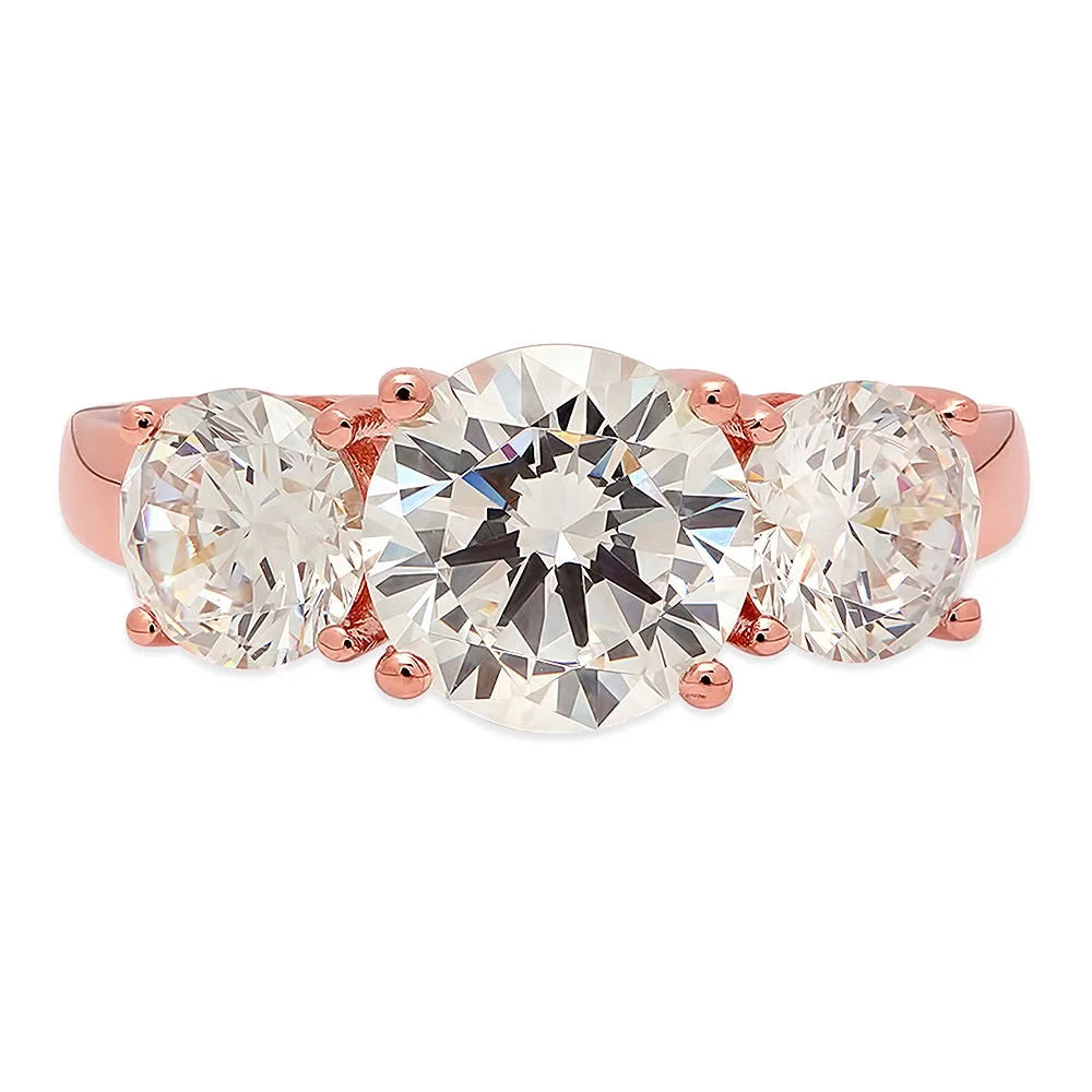 18K Rose Gold Three-Stone Diamond Engagement Ring D8544