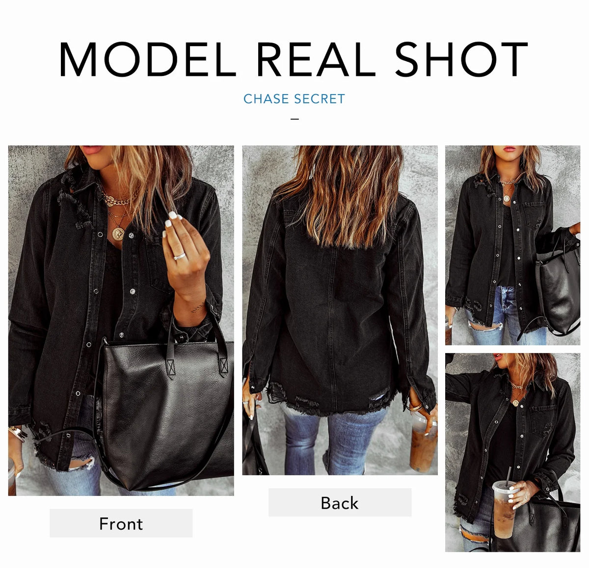 Distressed Denim Jacket U7309