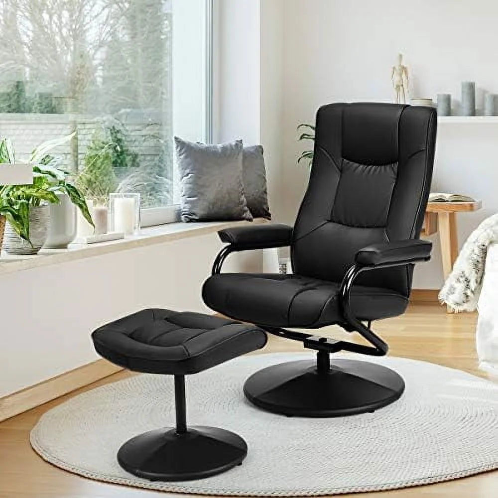 Gray PU Leather Recliner Chair with Ottoman K78515