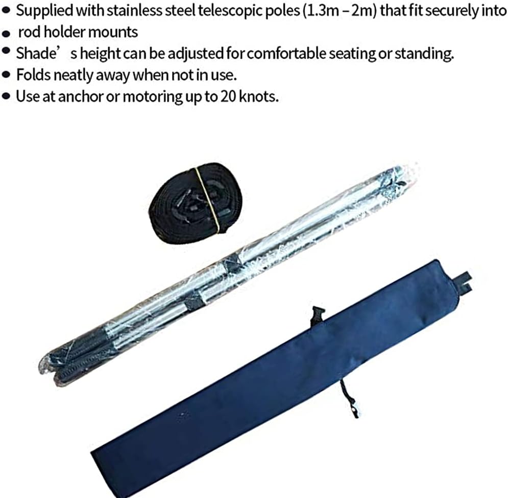 Boat Shade Kit with Stainless Steel Telescopic Rod, Dark Blue, 4ft x 5ft T851546