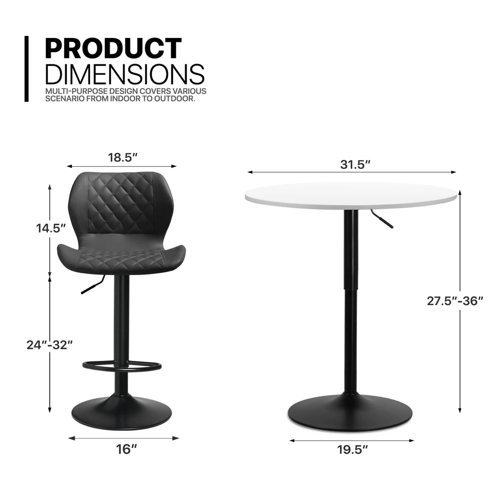 3 Piece Bar Dining and Chair Set with Counter Height Bar Stools U8171