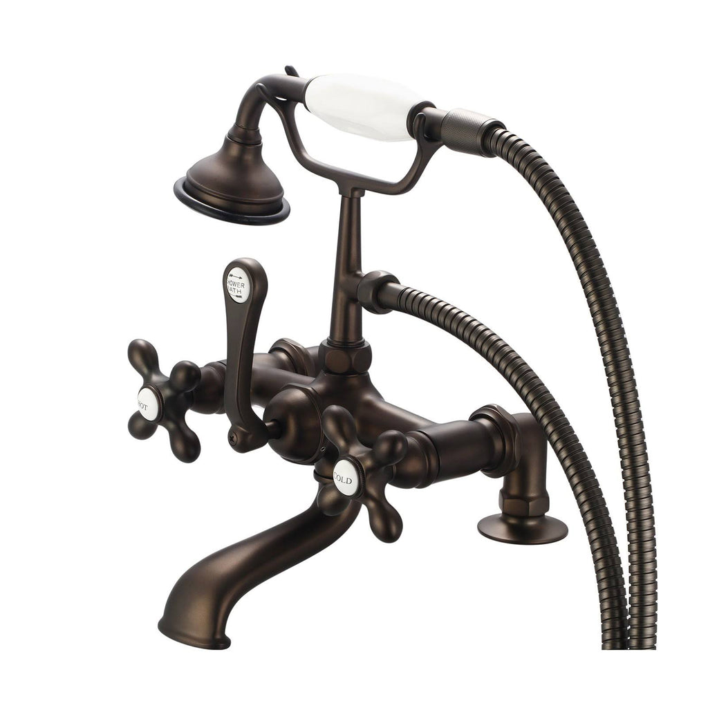 Oil-Rubbed Bronze Deck Mount Tub Faucet with Handheld Shower E10717