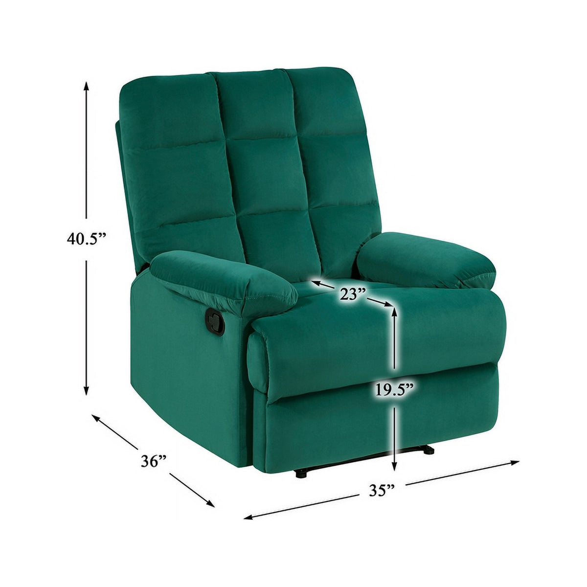 Green Velvet Manual Recliner X60891