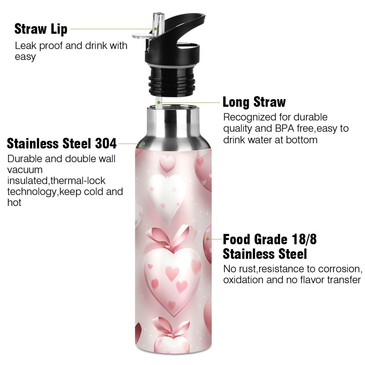 Insulated Thermos Stainless Steel Water Bottle with Straw Lid, 20 oz R17846
