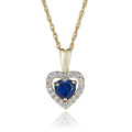 14K Yellow Gold Blue Sapphire CZ Heart Halo Pendant Necklace with 18" Chain T412203