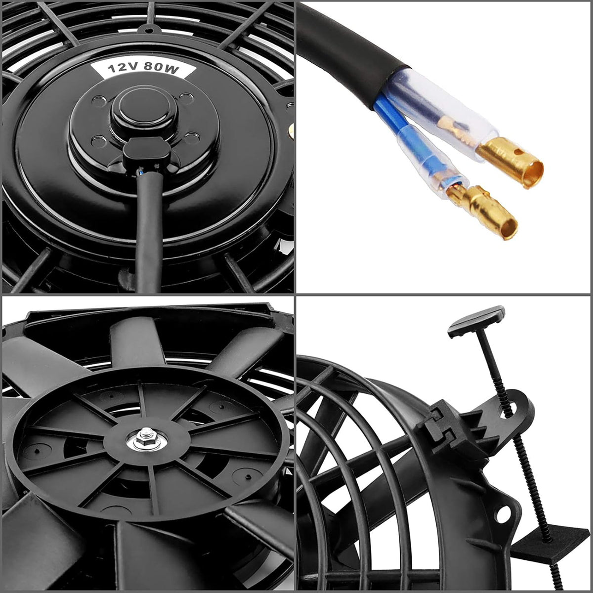 2x10 Inch Electric Radiator Cooling Fan 1350 CFM 12 Volts 80 Watts Pack of 2 U810517