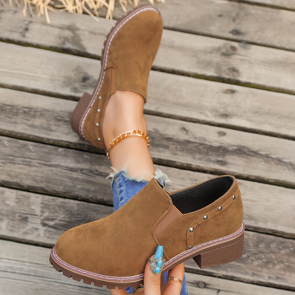 Brown Thick Heel Short Boots W66534