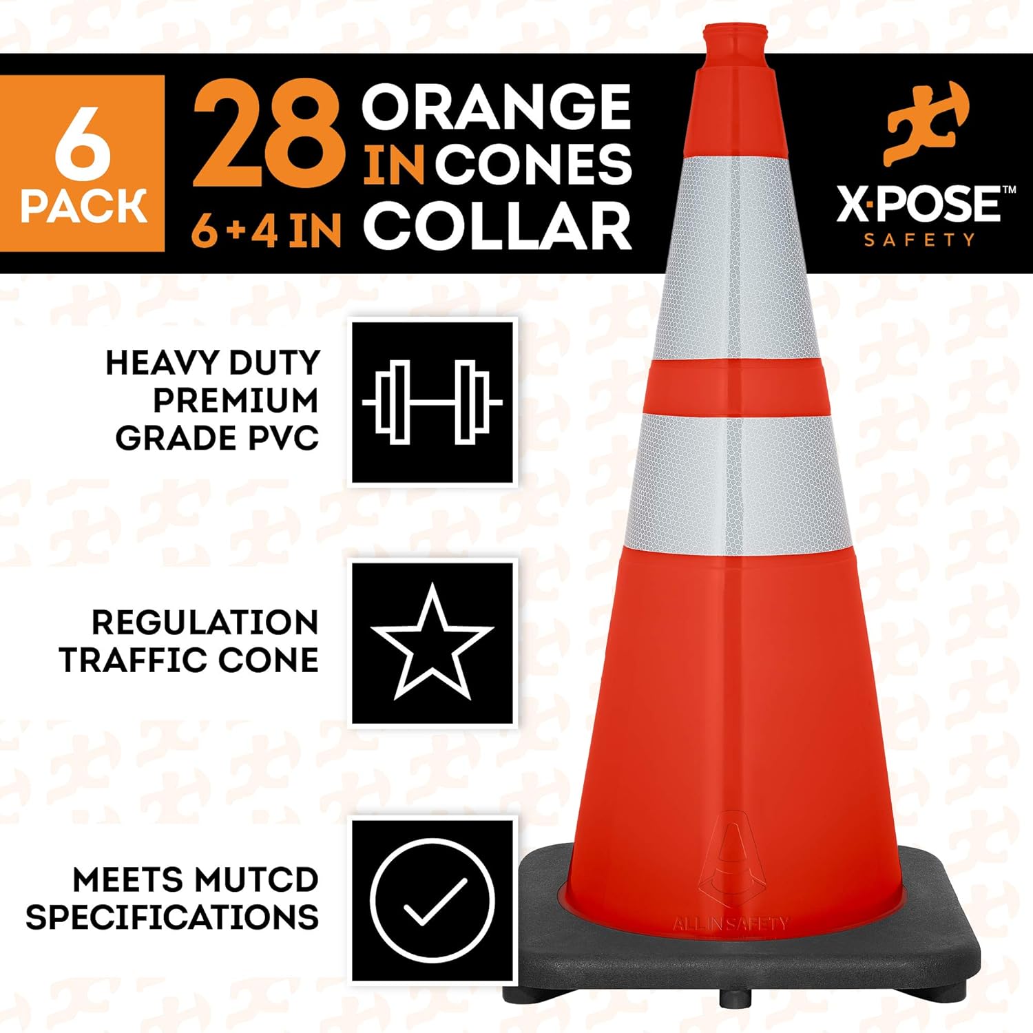 28 Inch Orange PVC Plastic Traffic Cones X729929