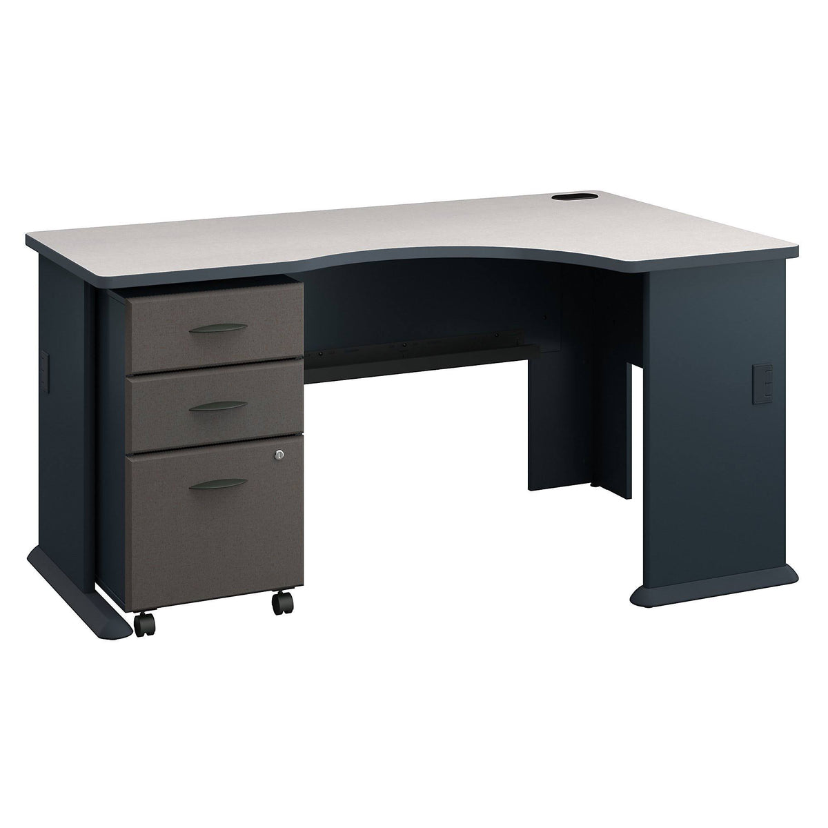 Right Corner Desk with Mobile File Cabinet Slate White Spectrum Q865