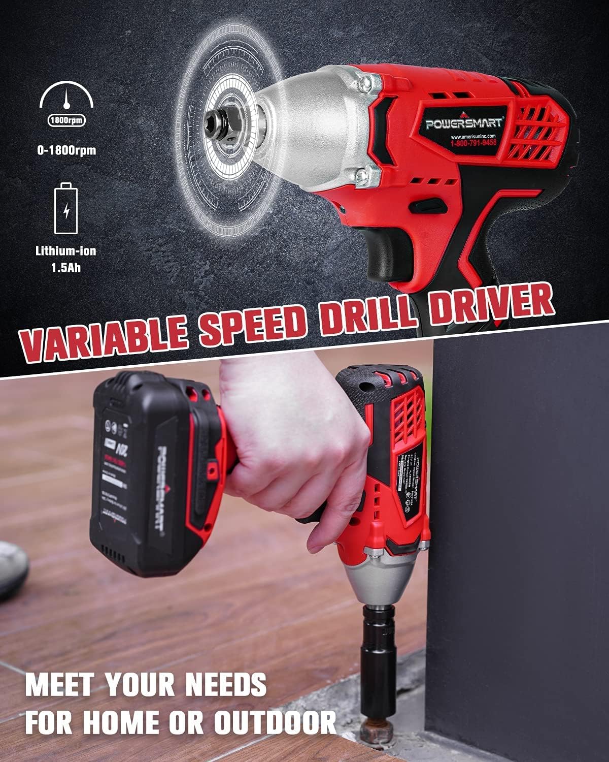 Cordless Impact Wrench 3-in-1, 20V Battery and Fast Charger, Pack of 2 T127