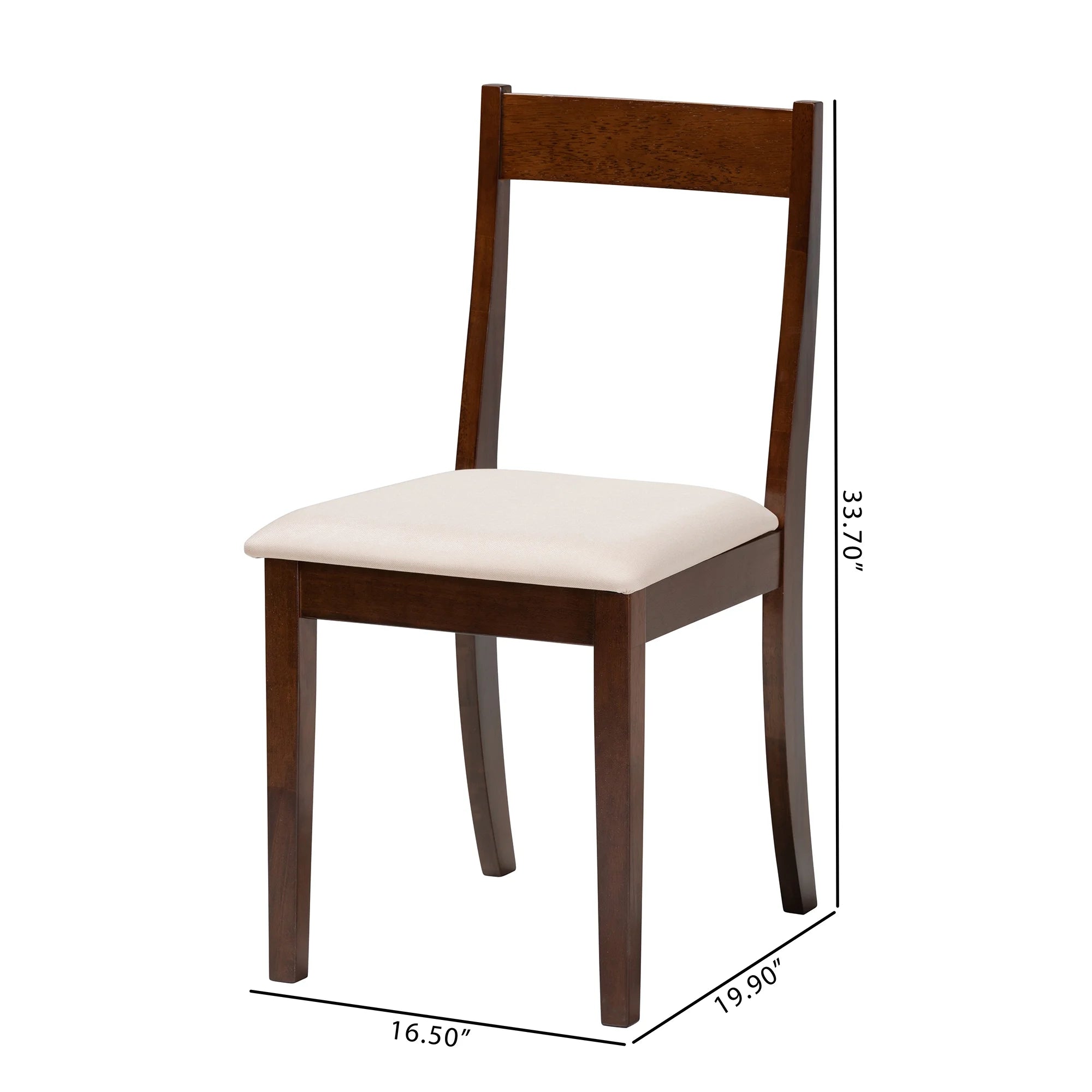Cream Fabric and Dark Brown Finished Wood 2-Piece Dining Chair Set X87145