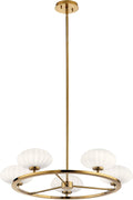 5 Light Round Chandelier with Satin Etched Cased Opal Glass L464652