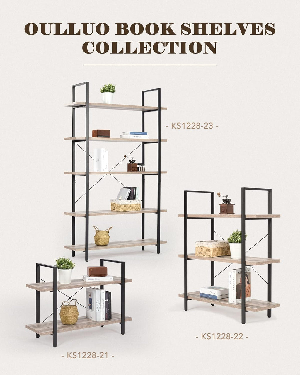 Industrial 2-Tier Wood and Metal Bookcase L545064