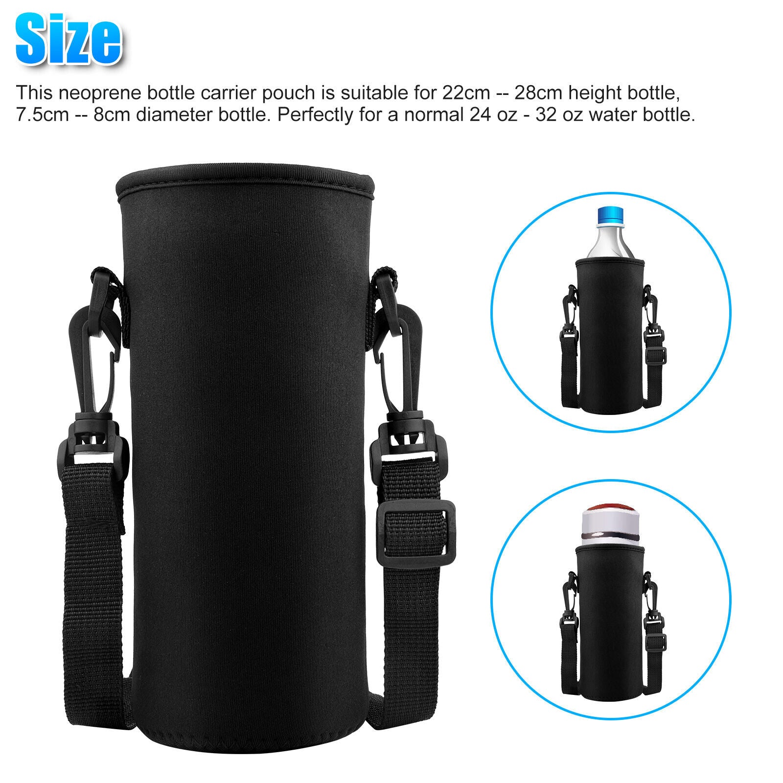 2Pcs Insulated Water Bottle Bags with Adjustable Shoulder Strap Z5220