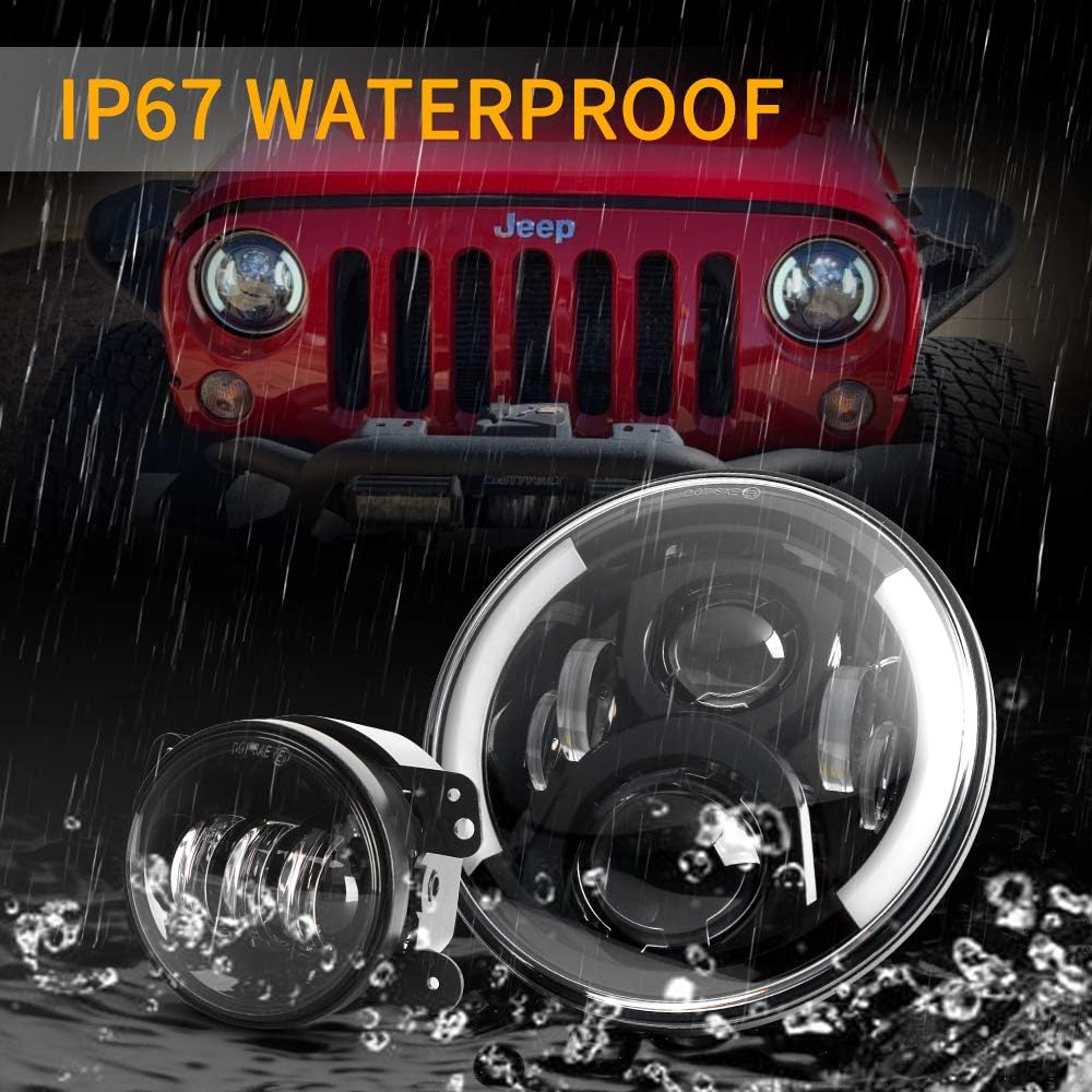 7'' Black Cree LED Headlights and 4'' LED Fog Lights X8933
