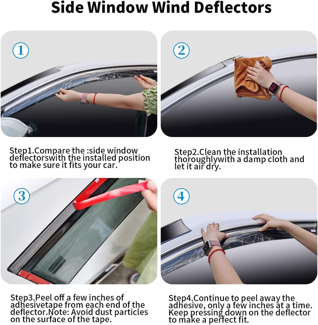 4-Piece Dark Smoke Tape-On Rain Guards W7212