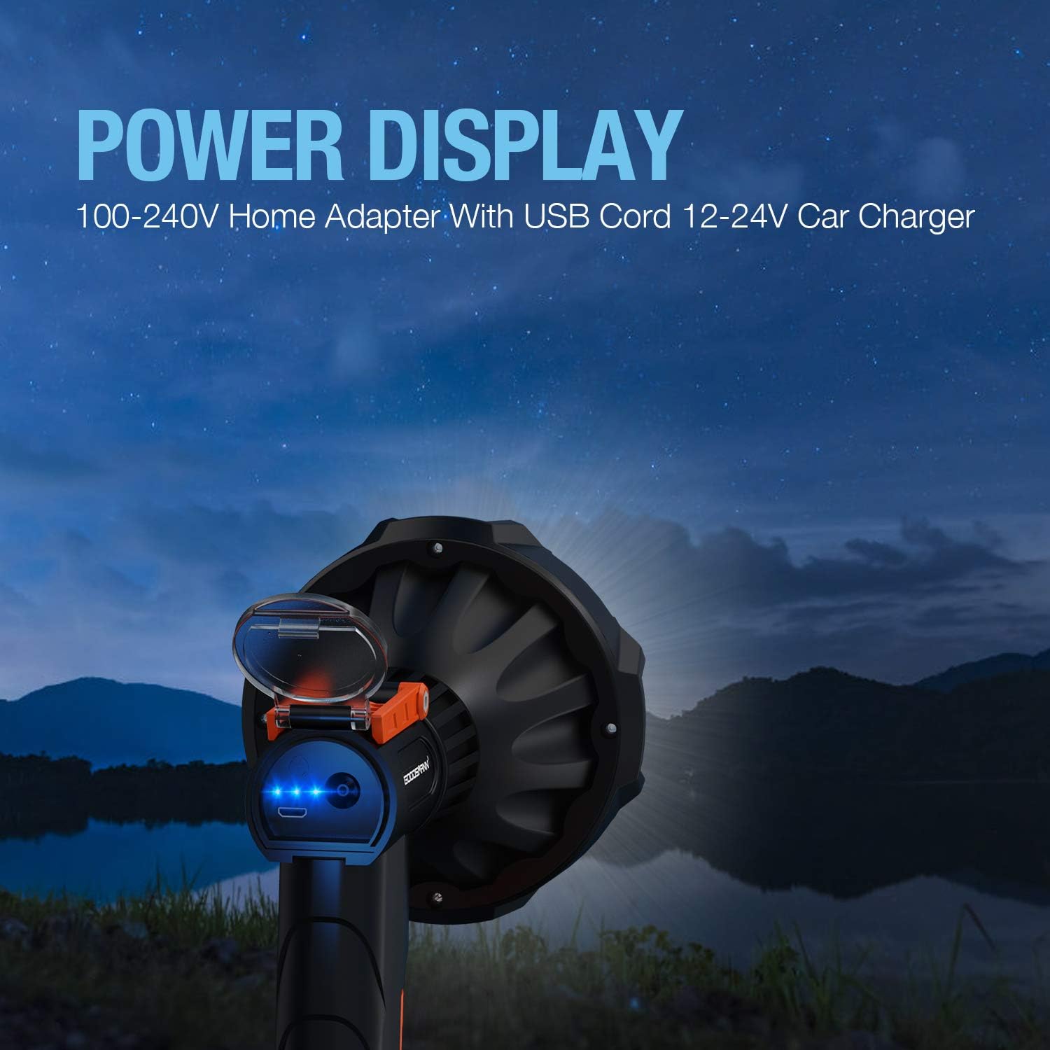 Rechargeable 4000 Lumen LED Spotlight with Detachable Red Light Filter W9175