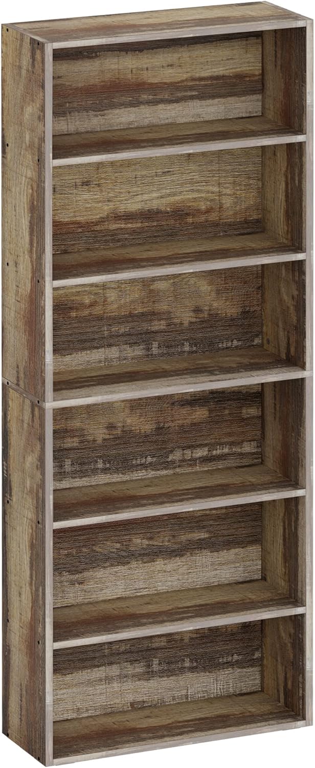 Industrial Brown 6 Tier Tall Bookcase O898
