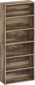 Industrial Brown 6 Tier Tall Bookcase O898