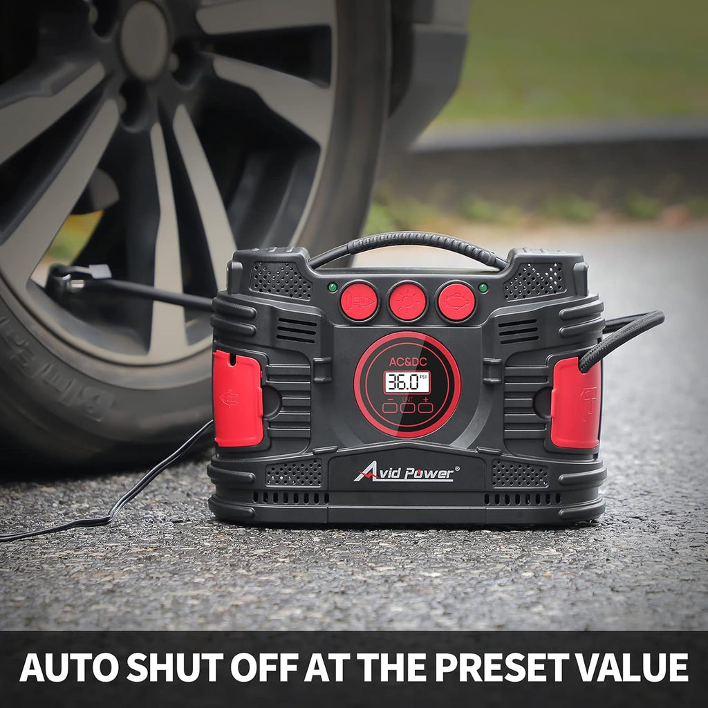 Portable Tire Inflator Air Compressor with Digital Pressure Gauge F7284