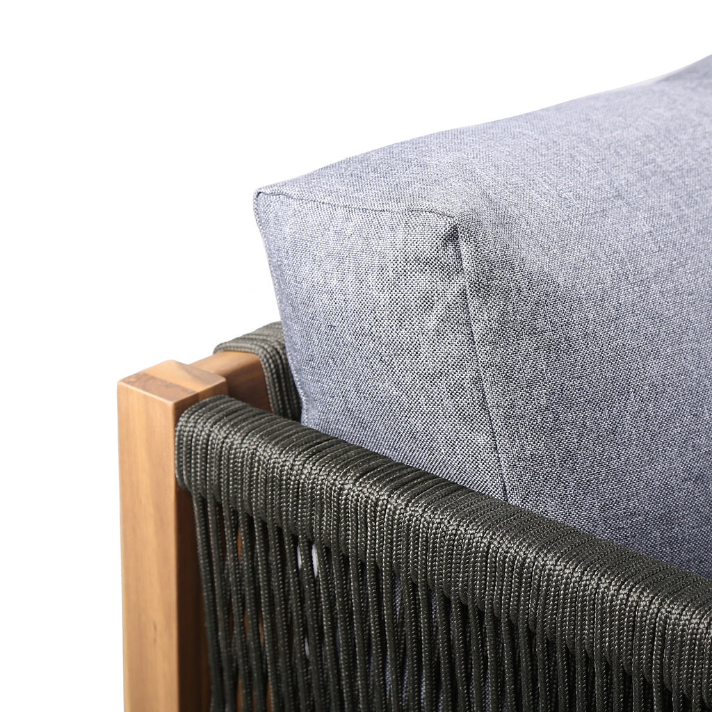 Natural Wood & Fabric Outdoor Patio Sofa A927