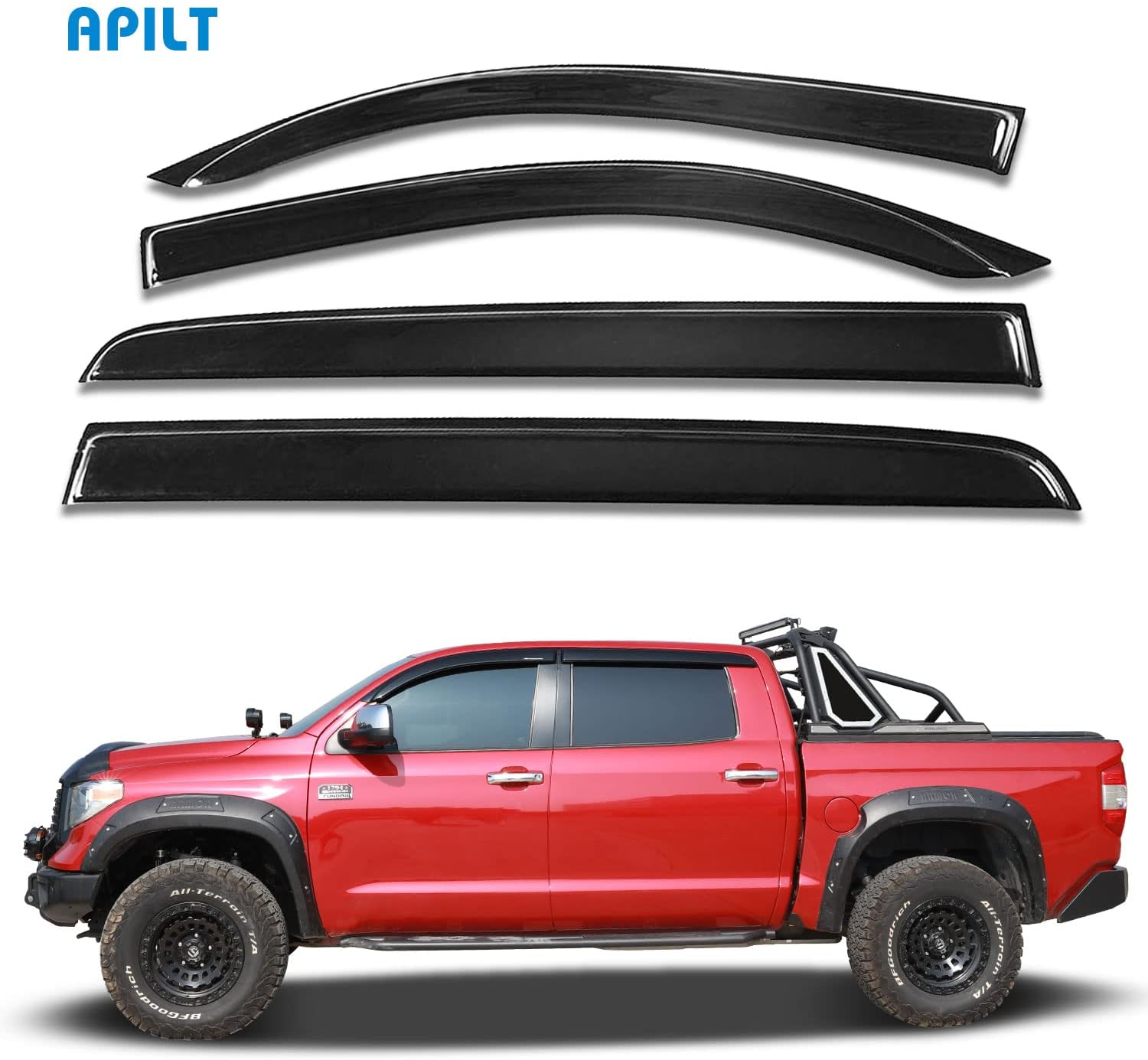 4-Piece Dark Smoke Tape-On Rain Guards W7212