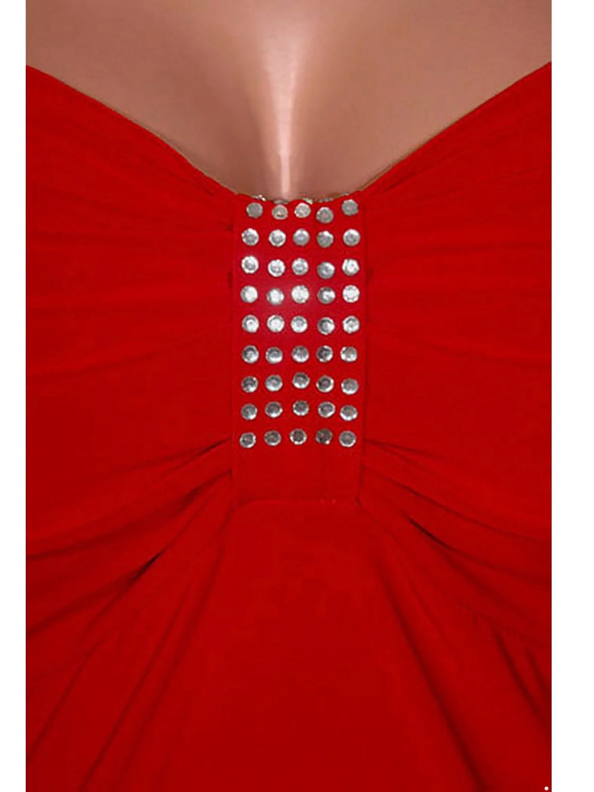 Red Empire Waist Rhinestones Cocktail Dress XXL E437215