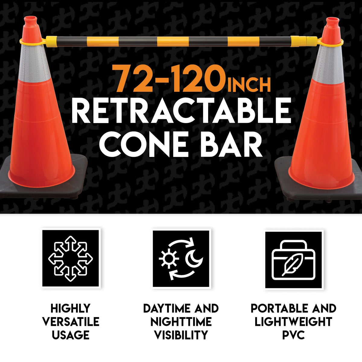 Yellow and Black Retractable Safety Barrier Barricade J9657